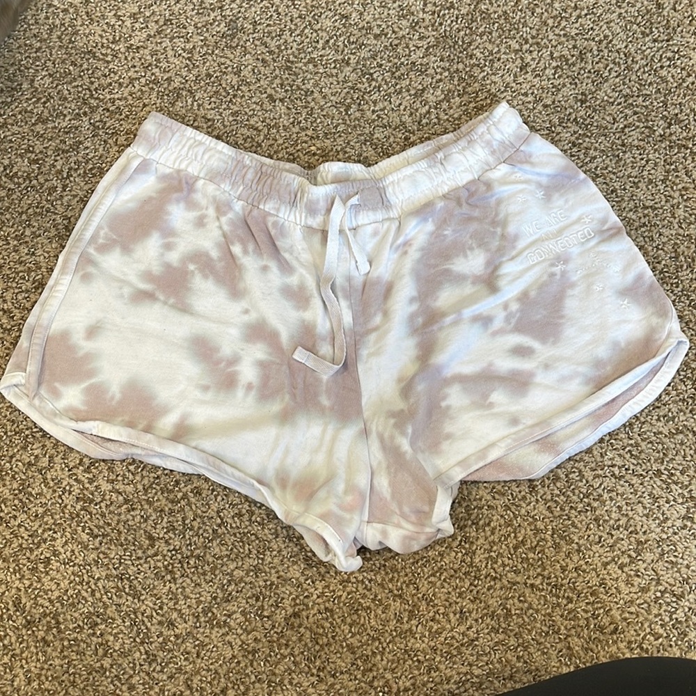 Love Peace & Lazy Days Purple and White Tie Dye Shorts